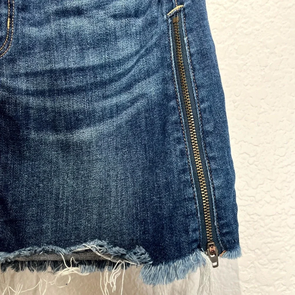 American Eagle Outfitters Mini Skirt‎ Womens 2 Blue Denim High Rise Side Zip